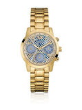 Guess Mini Sunrise Quartz Blue Dial Gold Steel Strap Watch For Women - W0448L6