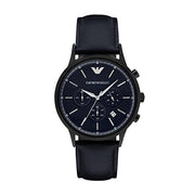 Emporio Armani Renato Chronograph Quartz Blue Dial Blue Leather Strap Watch For Men - AR2481