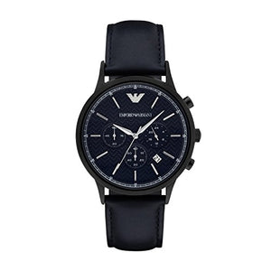 Emporio Armani Renato Chronograph Quartz Blue Dial Blue Leather Strap Watch For Men - AR2481