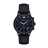 Emporio Armani Renato Chronograph Quartz Blue Dial Blue Leather Strap Watch For Men - AR2481