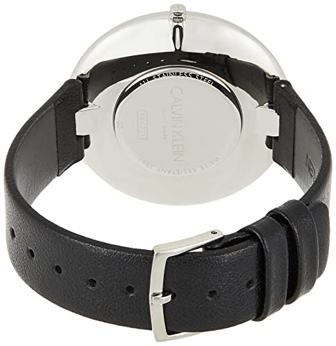 Calvin Klein Full Moon Black Dial Black Leather Strap Watch for Women