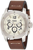 Fossil Modern Machine White Dial Brown Leather Strap Watch for Men - FS4929