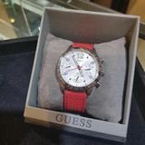 Guess Marina Chronograph Quartz White Dial Red Rubber Strap Watch for Women - W1025L2