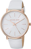 Michael Kors Pyper Quartz White Dial White Leather Strap Watch For Women - MK2800