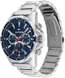 Tommy Hilfiger Mason Quartz Blue Dial Silver Steel Strap Watch for Men - 1791788