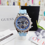 Guess Heiress Diamonds Blue Dial Blue Rubber Strap Watch for Women - GW0407L1