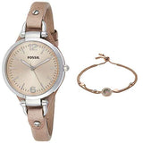 Fossil Georgia Bone Grey Dial Beige Leather Strap Watch for Women - ES2830