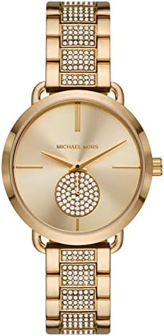 Michael Kors Portia Three-Hand Crystals Gold Dial Gold Steel Strap Watch for Women - MK4602