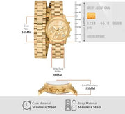 Michael Kors Runway Chronograph Analog Gold Dial Gold Steel Strap Watch for Women - MK7452