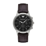 Emporio Armani Renato Chronograph Black Dial Brown Leather Strap Watch For Men - AR2482