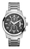 Guess Exec Chronograph Quartz Black Dial Silver Steel Strap Watch For Men - W0075G1