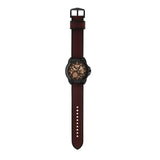 Fossil Bronson Automatic Skeleton Black Dial Brown Leather Strap Watch for Men - ME3219