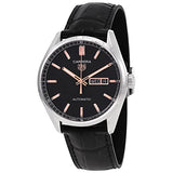 Tag Heuer Carrera Day Date Black Dial Black Leather Strap Watch for Men - WBN2013.FC6503