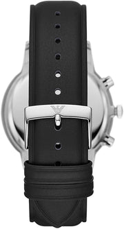 Emporio Armani Giovanni Chronograph Black Dial Black Leather Strap Watch For Men - AR11431