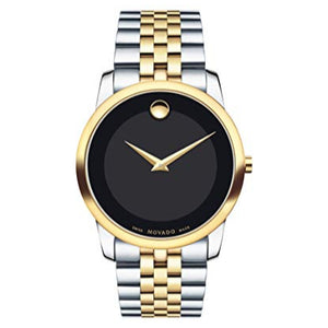 Movado Museum Classic Black Dial Two Tone Steel Strap Watch For Men - 606899
