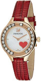 Swarovski Lovely Crystals Analog White Dial Red Leather Strap Watch for Women - 5297584