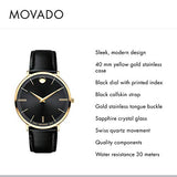 Movado Ultra Slim Black Dial Black Leather Strap Watch For Men - 0607087