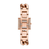 Michael Kors Chain Lock Three-Hand Rose Gold Dial Rose Gold Steel Strap Watch for Women - MK4827