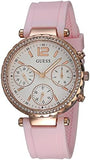 Guess Solstice Diamonds White Dial Pink Rubber Strap Watch For Women - GW0113L4