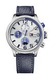 Tommy Hilfiger Jackson Silver Dial Black Leather Strap Watch for Men - 1791240