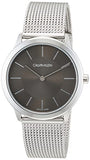 Calvin Klein Minimal Grey Dial Silver Mesh Bracelet Watch for Men - K3M22124