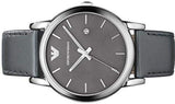 Emporio Armani Classic Quartz Grey Dial Grey Leather Strap Watch For Men - AR1730