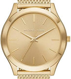 Michael Kors Slim Runway Quartz Gold Dial Gold Mesh Bracelet Watch For Women - MK8625