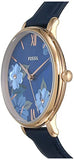 Fossil Jacqueline Blue Dial Blue Leather Strap Watch for Women - ES4673