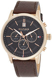 Tommy Hilfiger Multi Function Chronograph Black Dial Brown Leather Strap Watch for Men - 1791631