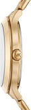 Michael Kors Slim Runway Crystals Gold Dial Gold Steel Strap Watch for Women - MK1046