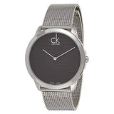 Calvin Klein Minimalist Black Dial Silver Mesh Bracelet Watch for Men - K3M2112X