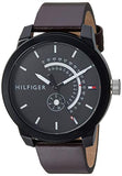 Tommy Hilfiger Denim Black Dial Brown Leather Strap Watch for Men - 1791478