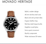 Movado Heritage Calendoplan Black Dial Brown Leather Strap Watch for Men - 3650001