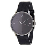 Calvin Klein Accent Black Dial Black Leather Strap Watch for Men - K2Y2X1CU