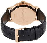 Calvin Klein Post Minimal Rose Gold Dial Black Leather Strap Watch for Men - K7621201