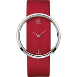 Calvin Klein Glam Transparent Dial Red Leather Strap Watch for Women - K9423144