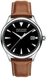 Movado Heritage Calendoplan Black Dial Brown Leather Strap Watch for Men - 3650001