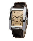 Emporio Armani Classic Beige Dial Brown Leather Strap Watch For Men - AR0154