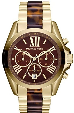 Michael Kors Bradshaw Chronograph Brown Dial Two Tone Steel Strap Watch For Women - MK5696