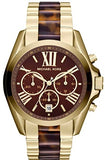 Michael Kors Bradshaw Chronograph Brown Dial Two Tone Steel Strap Watch For Women - MK5696