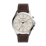 Fossil Forrester Chronograph Cream Dial Brown Leather Strap Watch for Men - FS5696