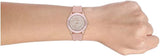 Michael Kors Runway Three Hand Crystal Pave Dial Pink Rubber Strap Watch For Women - MK6854