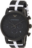 Emporio Armani Classic Black Dial Black Leather Strap Watch For Men - AR1860