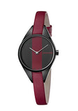 Calvin Klein Rebel Red Black Dial Red Leather Strap Watch for Women - K8P237U1