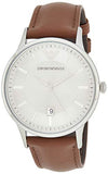 Emporio Armani Renato Quartz Silver Dial Brown Leather Strap Watch For Men - AR11185