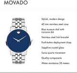 Movado Museum Classic Blue Dial Silver Steel Strap Watch for Men - 0607212