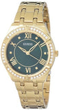 Guess Cosmo Diamonds Green Dial Gold Steel Strap Watch for Women - GW0033L8