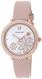 Swarovski Crystal Frost White Dial Pink Leather Strap Watch for Women - 5519223