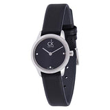 Calvin Klein Minimal Black Dial Black Leather Strap Watch for Women - K3M231C4