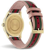 Gucci G Timeless Quartz Pink Dial Three Tone Leather Strap Watch For Women - YA1264118